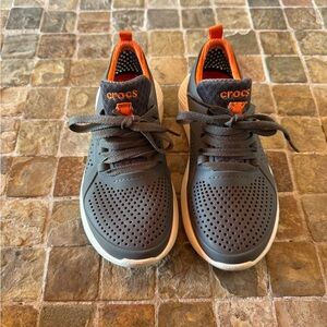 CROCS Kids Sneakers - Charcoal and Tangerine